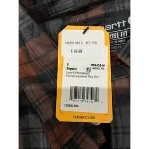 Carhartt Loose Fit Heavyweight Flannel Long-Sleeve Plaid Shirt NWT Size Small